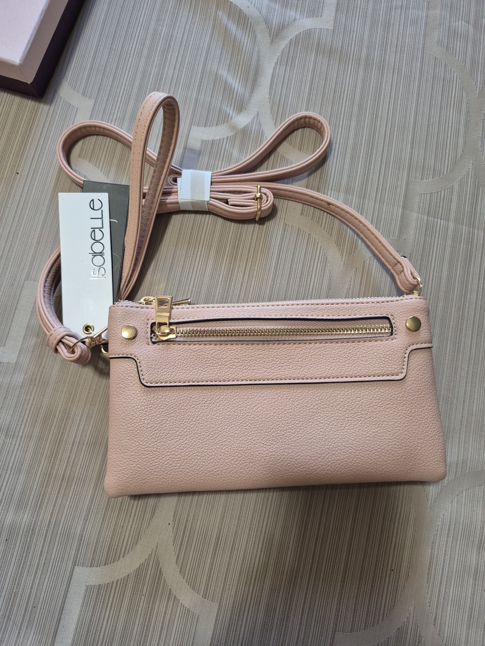 Blush Pink Crossbody Wristlet with Gold Hardware